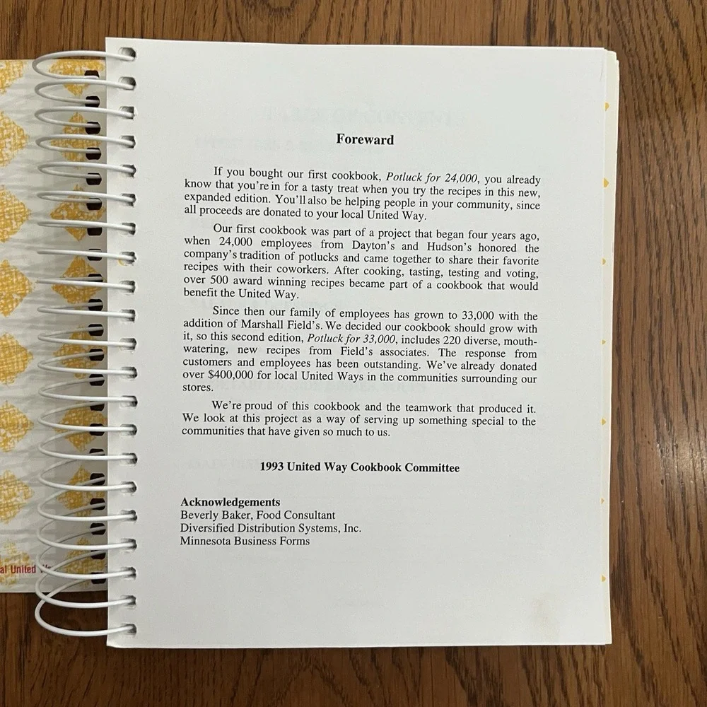New & Improved 2nd Edition Pot-Luck For 33,000 Hudson's Dayton 1993 Cookbook
